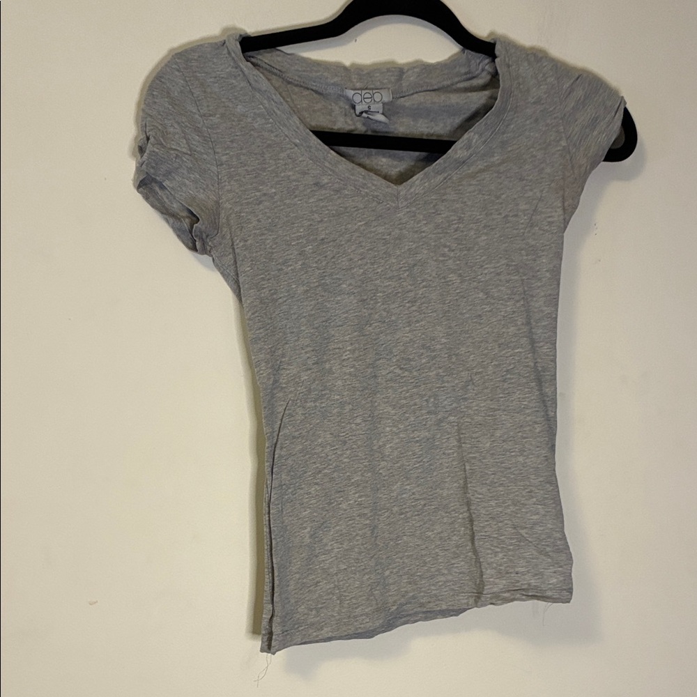 Gray V-Neck Women's Top